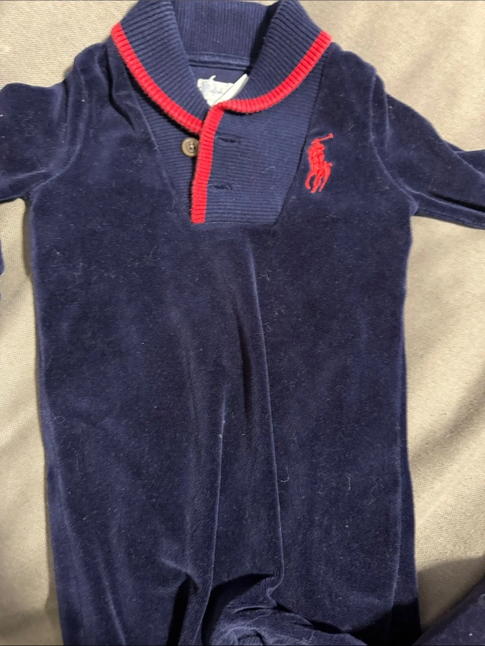 2 piece bundle Ralph Lauren Navy Velour 6 months
